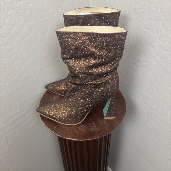 Preloved - Betsey Johnson - Satin Embellished Ankle Boots - Picture 3 of 6